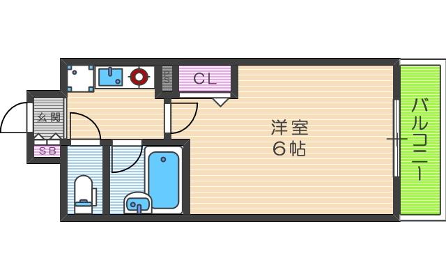 エスリード同心第2(1K/5階)の間取り写真