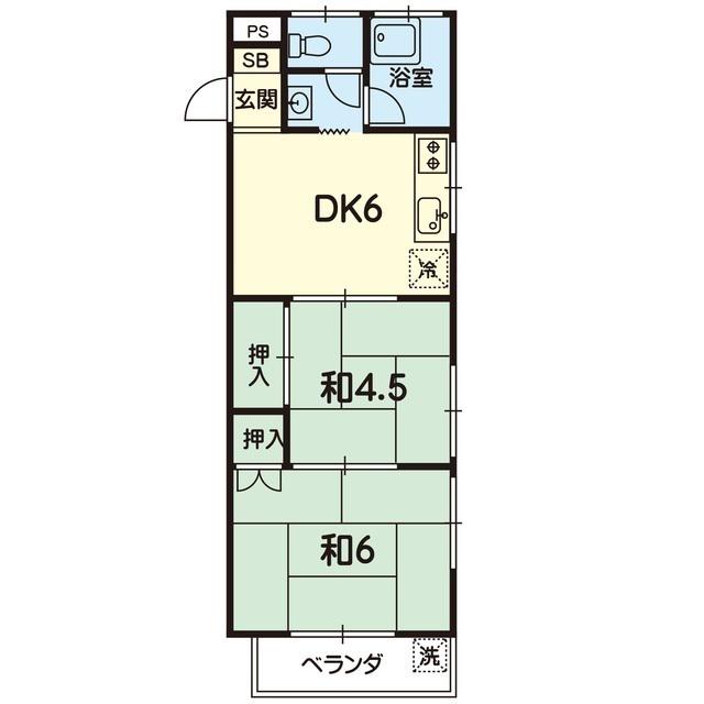 レジデンス帯山(2DK/2階)の間取り写真