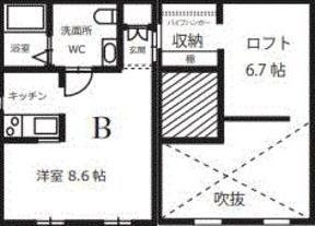 プリマG壱番館(ワンルーム/2階)の間取り写真