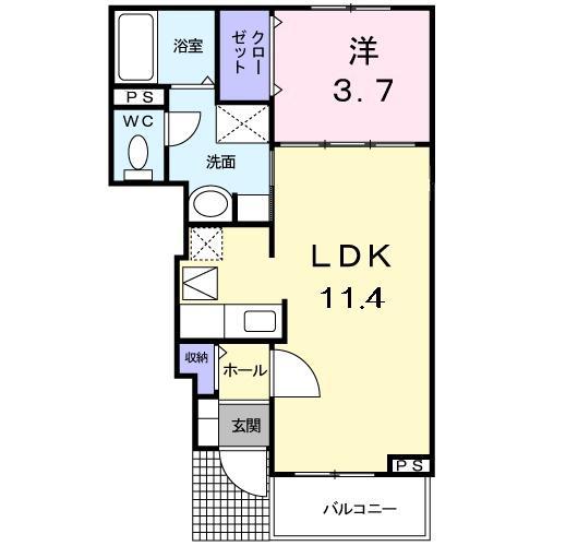 カーサ プラシードⅠ(1LDK/1階)の間取り写真