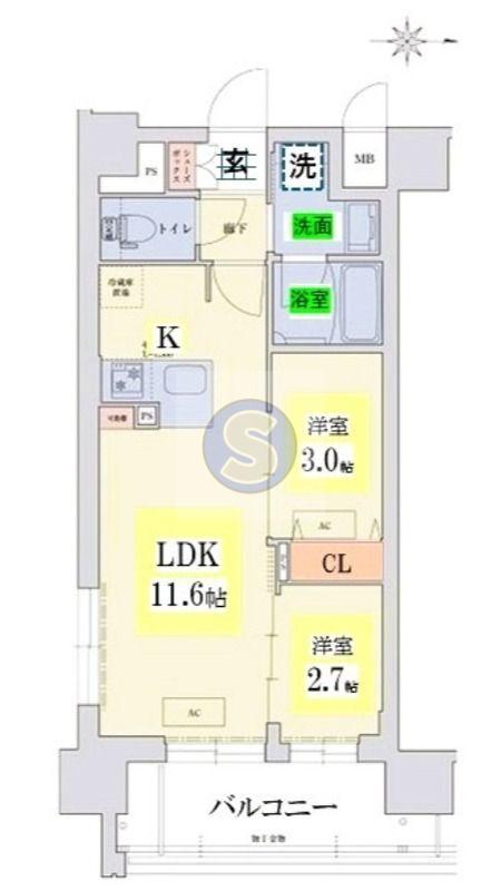 リシュドール梅小路(2LDK/4階)の間取り写真