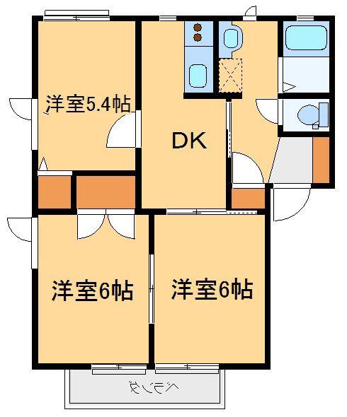 ボナールB(3DK/1階)の間取り写真