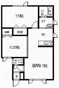 ノースビレッジ(2LDK/1階)の間取り写真