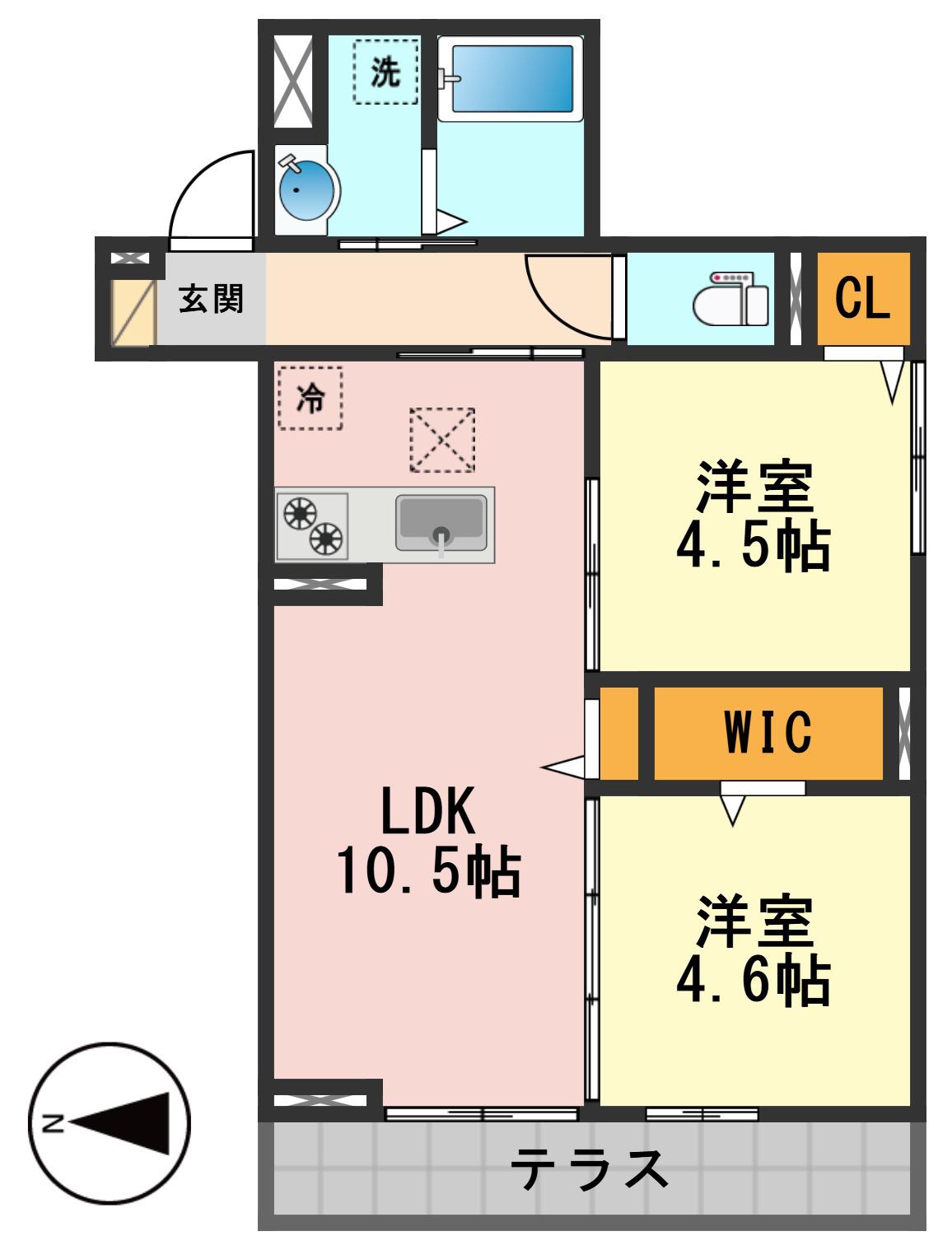 セレスティア新小岩(2LDK/1階)の間取り写真