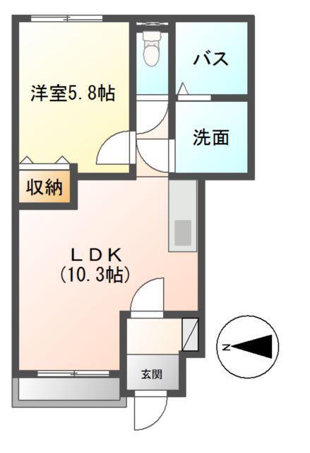 アクシア(1LDK/1階)の間取り写真