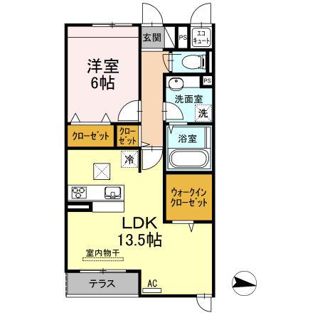 シェルーカルム(1LDK/1階)の間取り写真