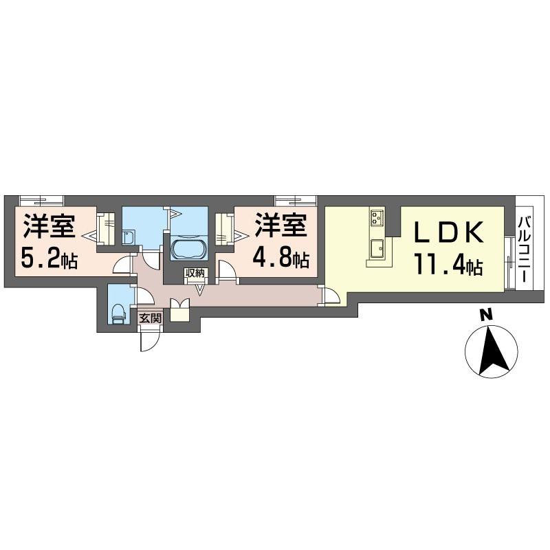 ボヌール(2LDK/1階)の間取り写真