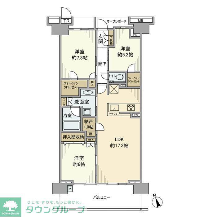 プラウド船橋 五街区(3LDK/8階)の間取り写真