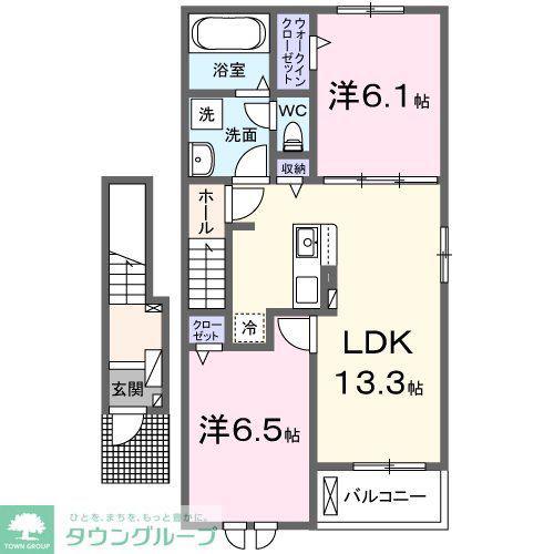 ル・シエル ブルー(2LDK/2階)の間取り写真