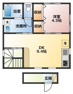 MAISON DE LIEN A号棟(1DK/2階)の間取り写真