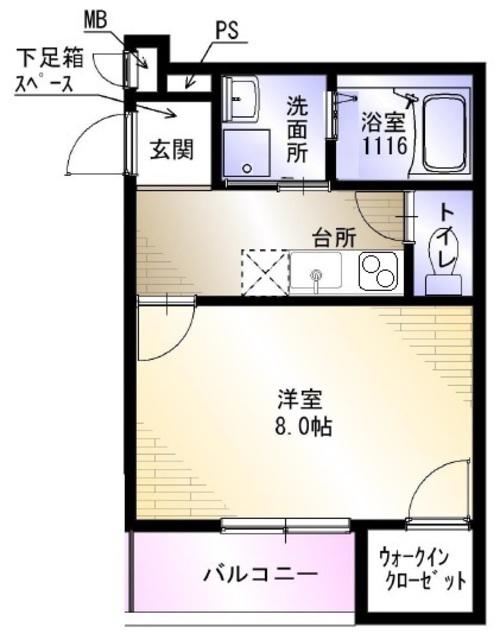 AKAHATA LA CITTA(1K/2階)の間取り写真