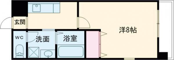 カーネリアン新屋敷(1K/6階)の間取り写真