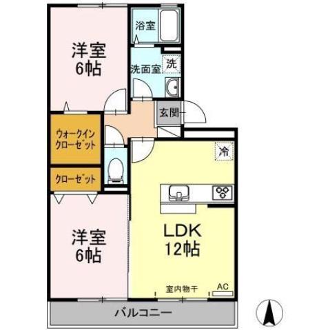 ビレッジ北久保B棟(2LDK/3階)の間取り写真
