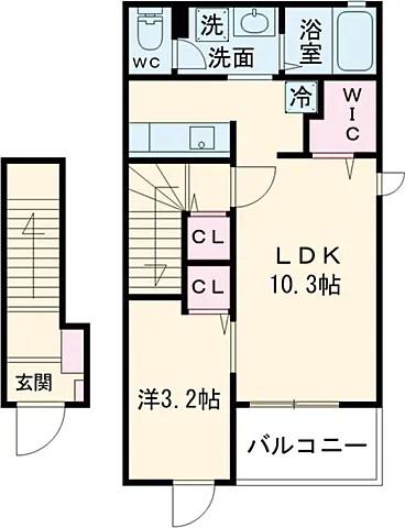 ハーモニーパークVIIE(1LDK/2階)の間取り写真