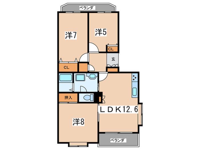 アクアマリン湘南(3LDK/3階)の間取り写真
