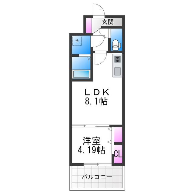 ATLAS加賀屋(1LDK/7階)の間取り写真
