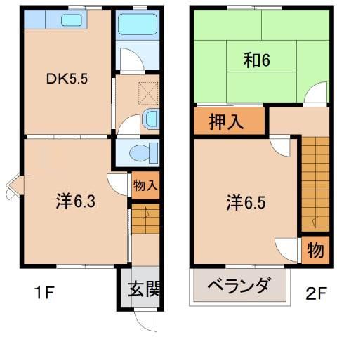 グリーンフル板東(3DK/1階)の間取り写真