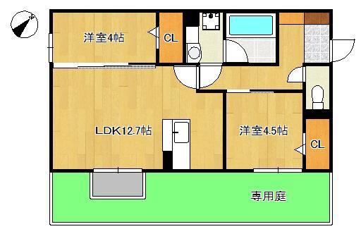M・K・K 高峰町(2LDK/1階)の間取り写真