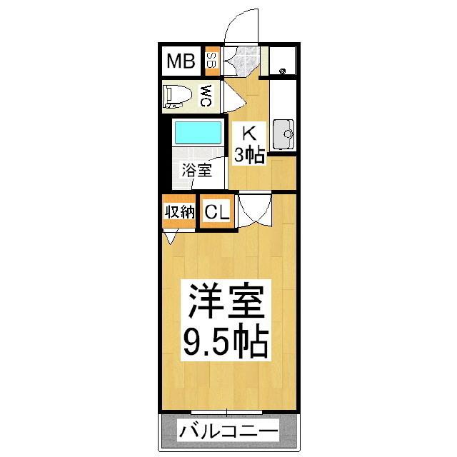 サン・ヒルズ高宮(1K/2階)の間取り写真