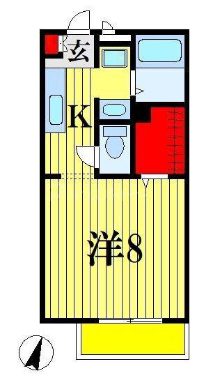 エントピアB(1K/1階)の間取り写真