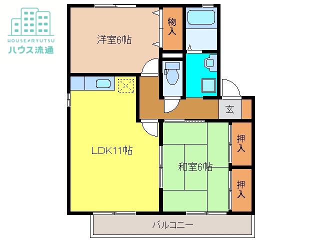 リシェスM B(2LDK/2階)の間取り写真