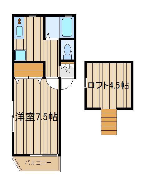 ブロッサムツー(1K/2階)の間取り写真