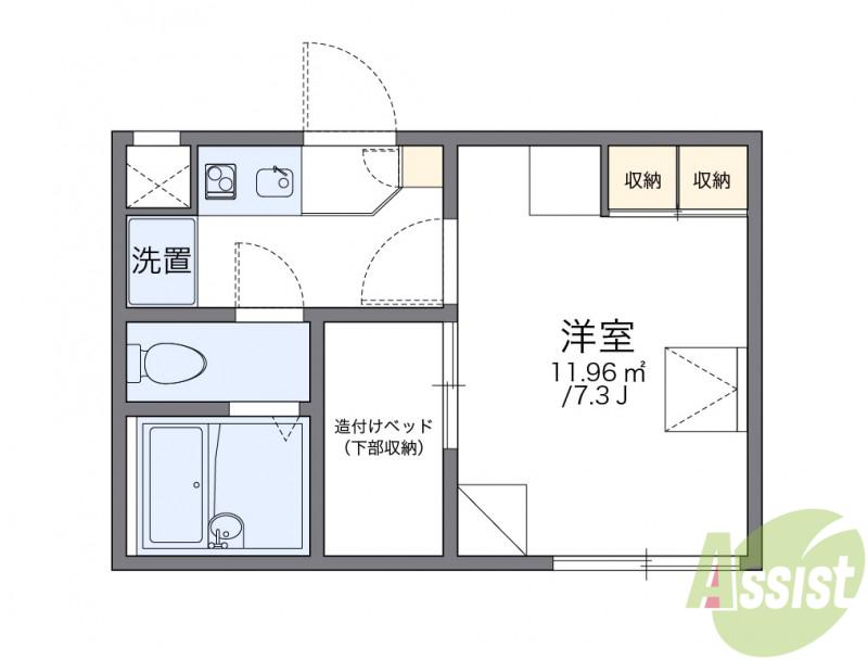 レオパレスシャルマン上野西(1K/1階)の間取り写真