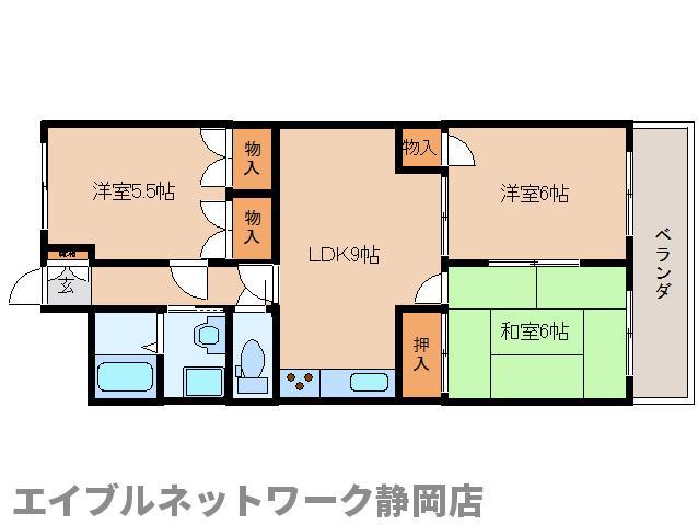 ソービレジデンス建穂(3LDK/1階)の間取り写真