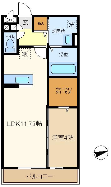 ラエティティア(1LDK/2階)の間取り写真