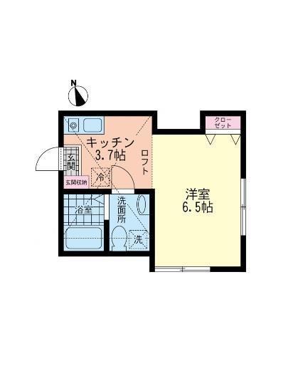 ブルーテラス井土ヶ谷(1K/1階)の間取り写真