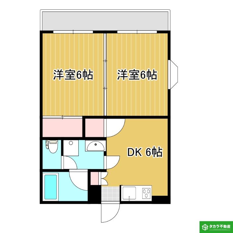 タウンビル(2DK/1階)の間取り写真