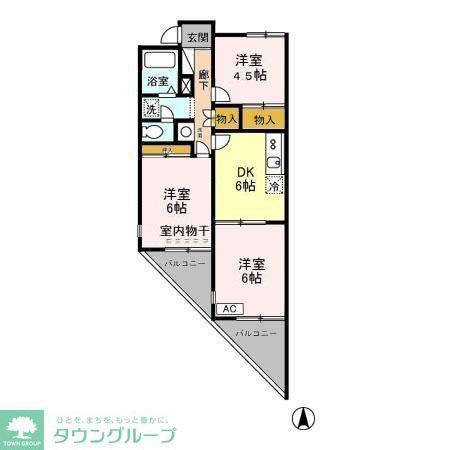 ヴューラーみつわ台ABCD(3DK/2階)の間取り写真