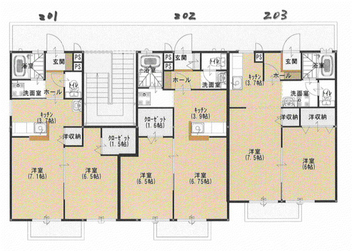 コスモシティ松令 A棟(1LDK/2階)の間取り写真