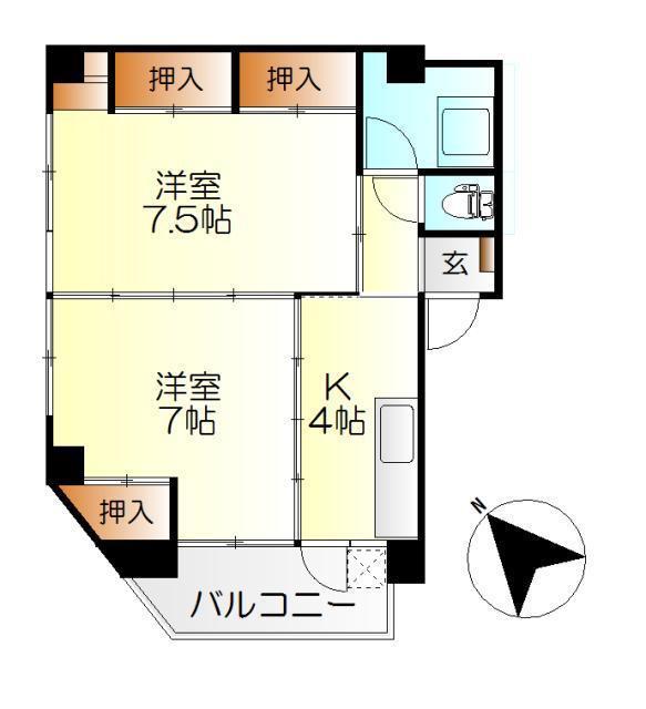 上本ビル(2K/3階)の間取り写真