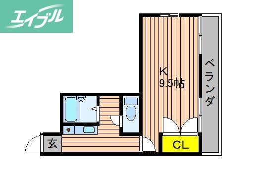 アイボリーハイツ C棟(1K/1階)の間取り写真