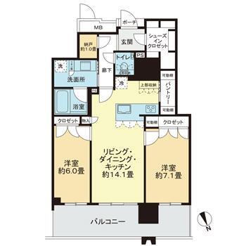 MJR熊本ゲートタワー(2SLDK/22階)の間取り写真