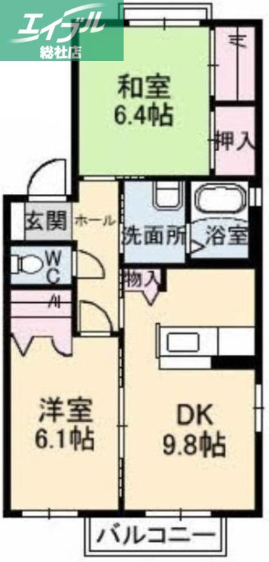 エイジレス岡田(2DK/1階)の間取り写真