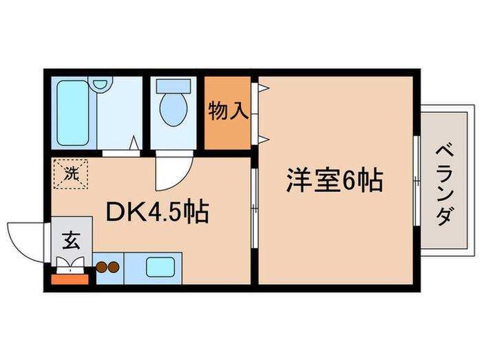 ハイツ北中(1DK/2階)の間取り写真