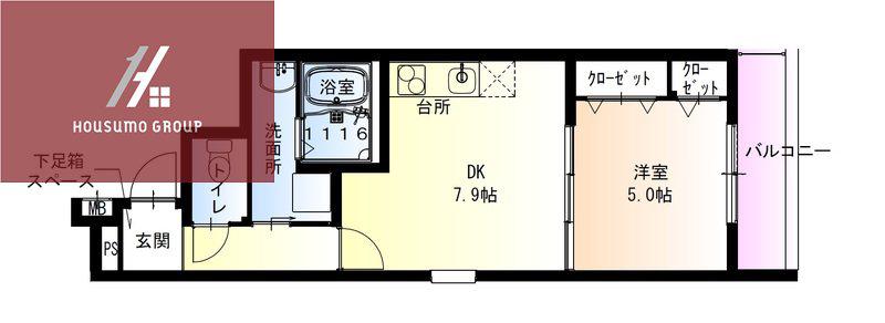 フジパレス吉田ノース(1DK/3階)の間取り写真