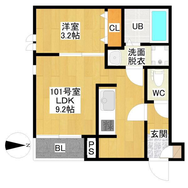 GRANDTIC D(1LDK/1階)の間取り写真