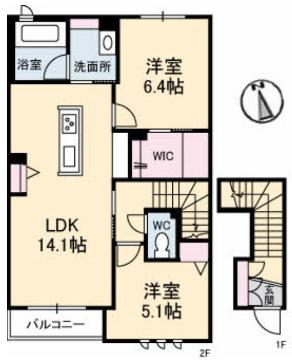 AZUL WISTERIA A棟(2LDK/2階)の間取り写真