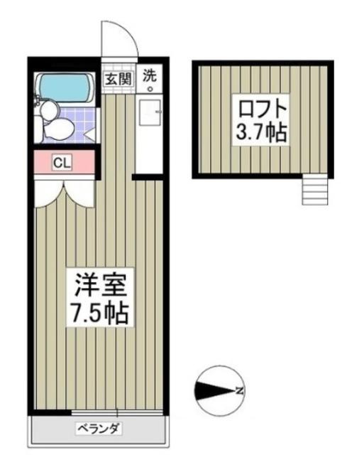 スペースぬるみず(ワンルーム/2階)の間取り写真