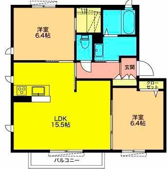 セーヌコート(2LDK/1階)の間取り写真