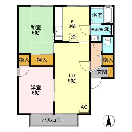 メゾンマルツ A(2LDK/2階)の間取り写真