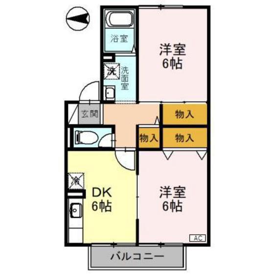 アルメリア(2DK/2階)の間取り写真