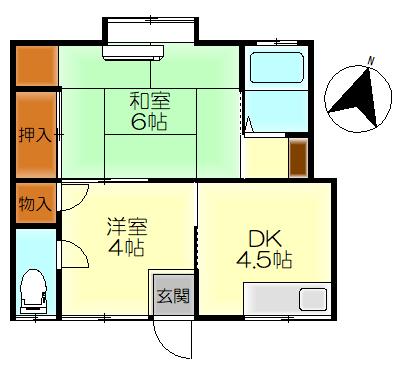 西原アパートIII(2DK/2階)の間取り写真