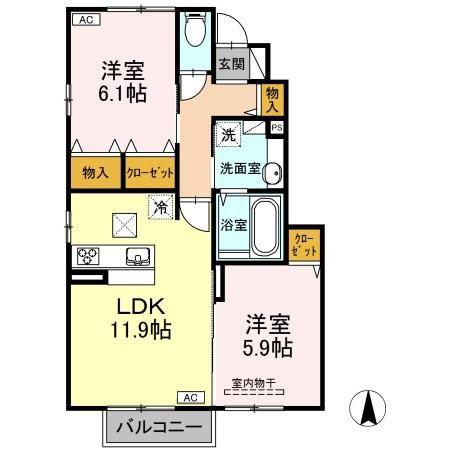 エクレール双葉(2LDK/1階)の間取り写真