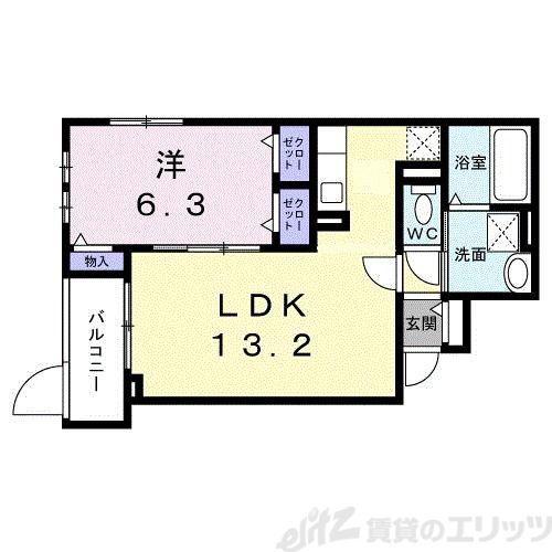 サニーレジデンス高槻本町(1LDK/2階)の間取り写真