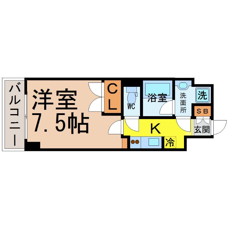 アマーレ葵(1K/4階)の間取り写真
