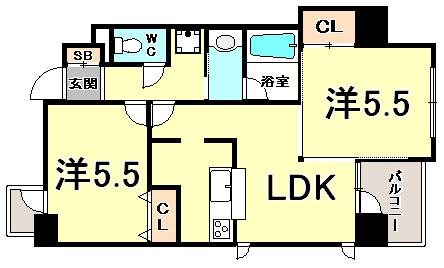 メゾン・ヌーベル新神戸(2LDK/3階)の間取り写真